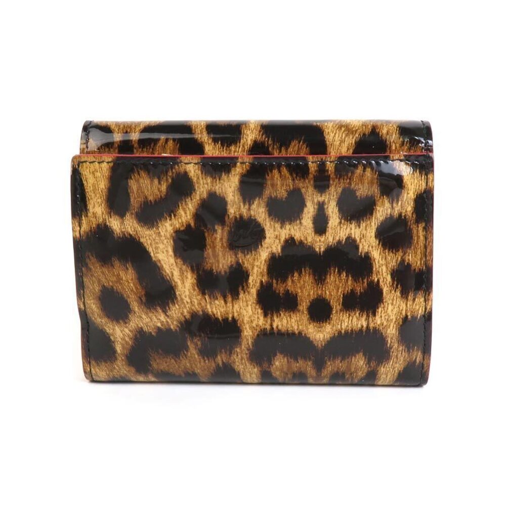 Christian Louboutin Metal Leopard Patent Leather fold Wallet Tri Vernis Black